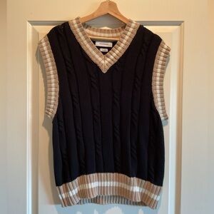Urban Outfitters Black and Cream V-Neck Sweater Vest